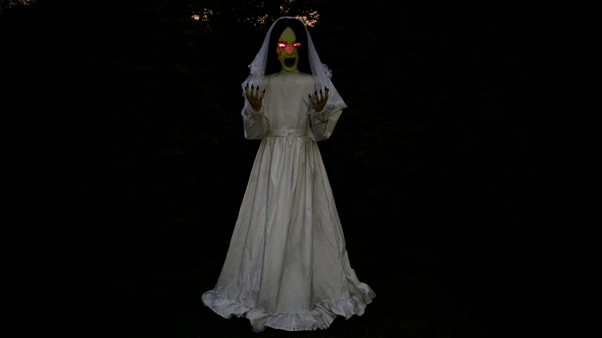 Step into a twisted fairy tale with the 5.5FT Mary the Unhappily Ever After Animated Decoration. Standing 5.5 feet tall, she’s dressed like a haunting bride with glowing eyes, creepy movements, and chilling audio that will leave guests spooked. This eerie animatronic is perfect for turning your yard or haunted house into a nightmarish storybook scene.